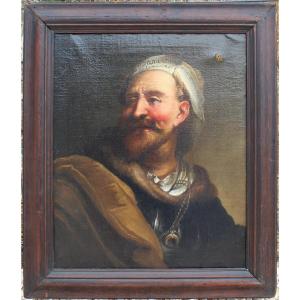 HUILE SUR TOILE Portrait d’ homme d' après Jacob Toorenvliet 18 ème
