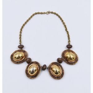 Ecole De Line Vautrin: Necklace In Talosel And Golden Metal