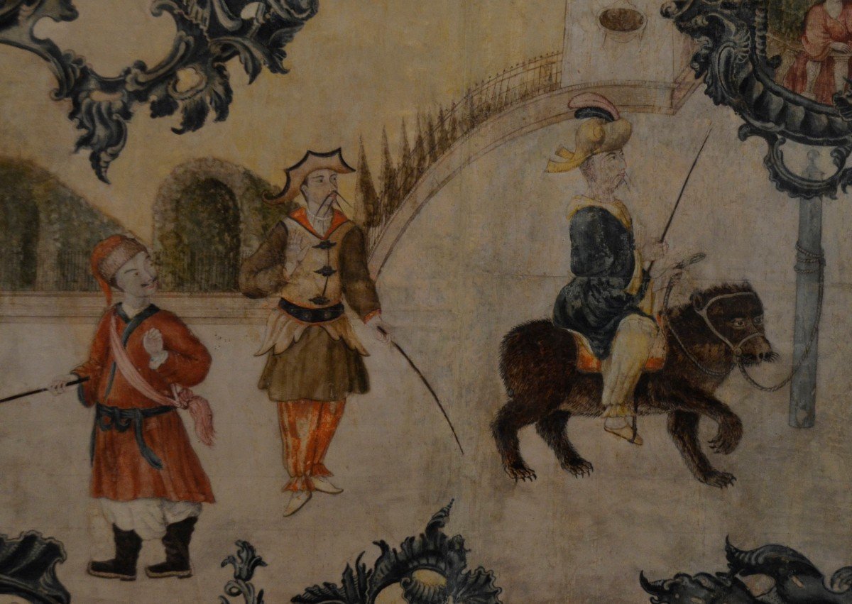 Papier peint de Chinoiserie appliqué sur toile, Piémont, XVIIIe siècle.-photo-2