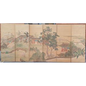 6 Chinese Paintings On Silk And Paper