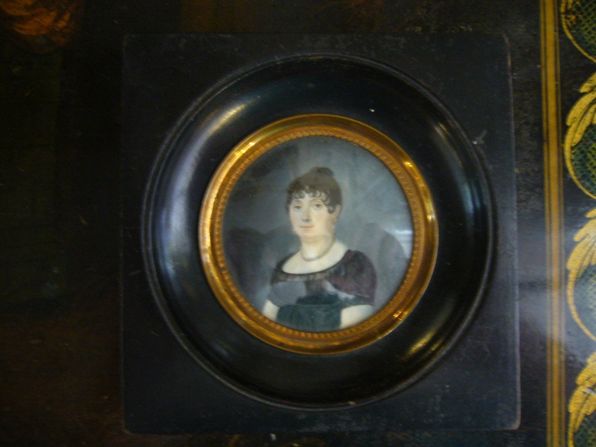 Miniature Portrait Woman XIXth Century-photo-2