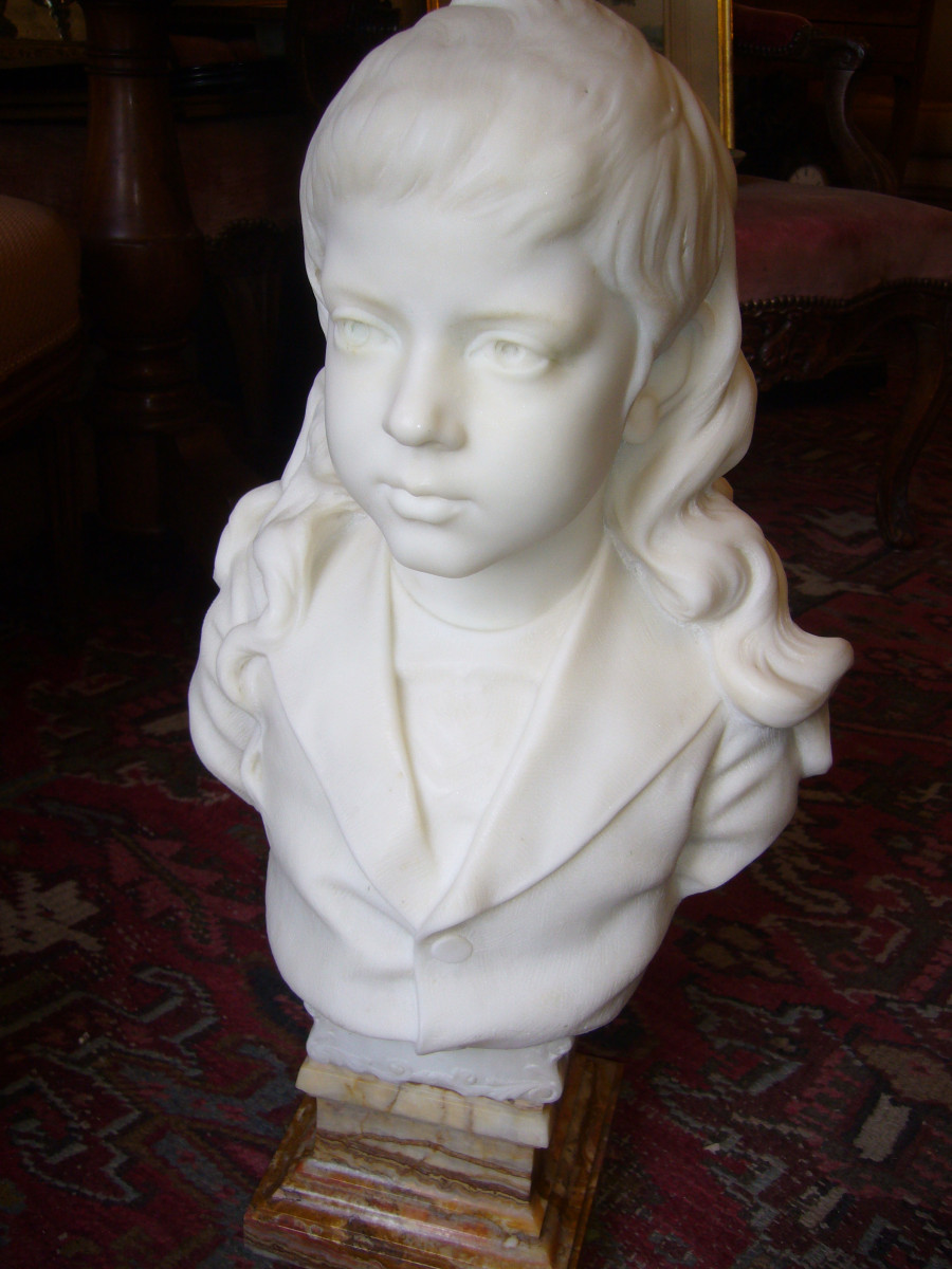 Buste d enfant en marbre par CARLIER-photo-2