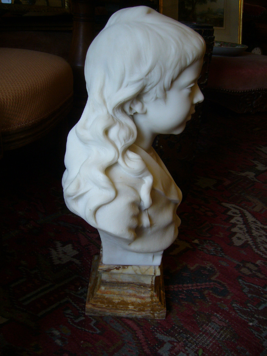 Buste d enfant en marbre par CARLIER-photo-3