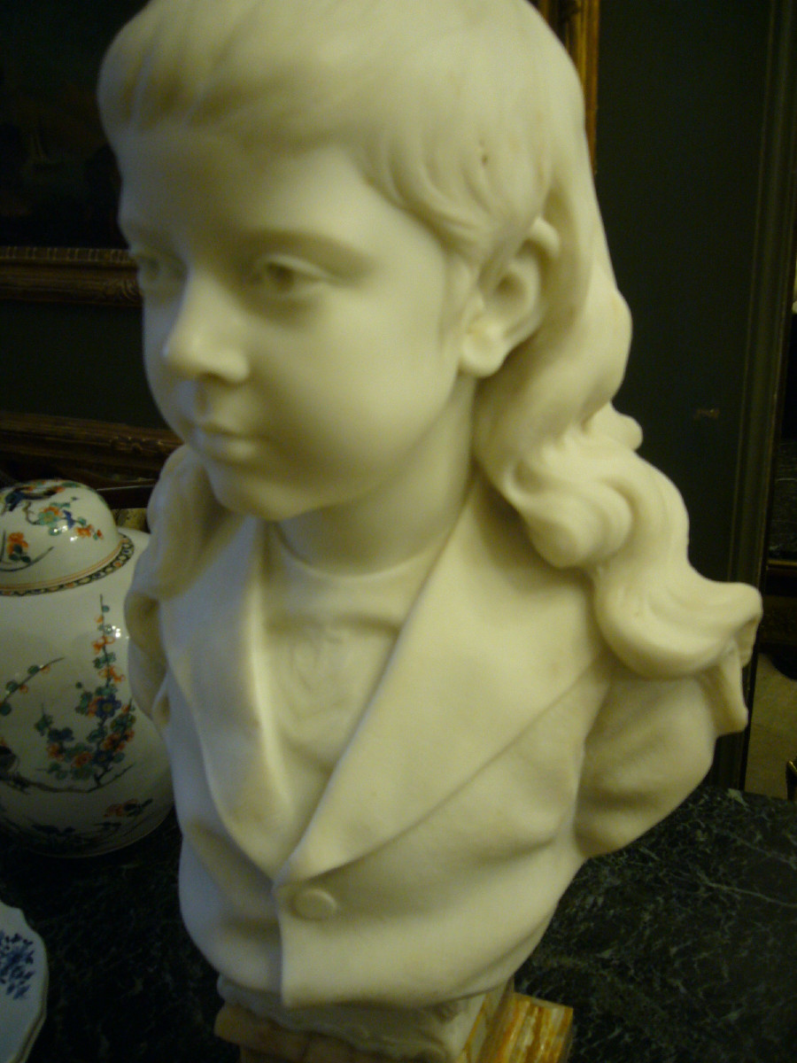 Buste d enfant en marbre par CARLIER-photo-4