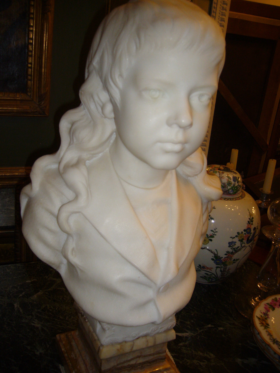 Buste d enfant en marbre par CARLIER-photo-5