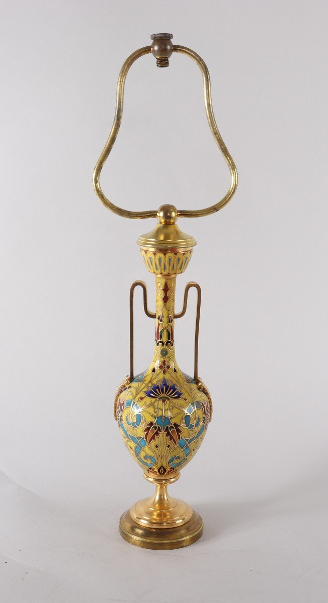 Lampe En Bronze Cloisonné De La Maison Barbedienne-photo-1