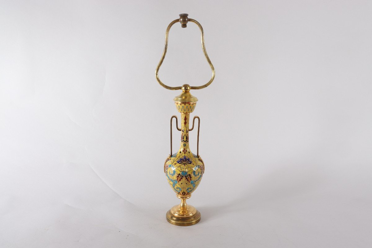 Lampe En Bronze Cloisonné De La Maison Barbedienne-photo-2