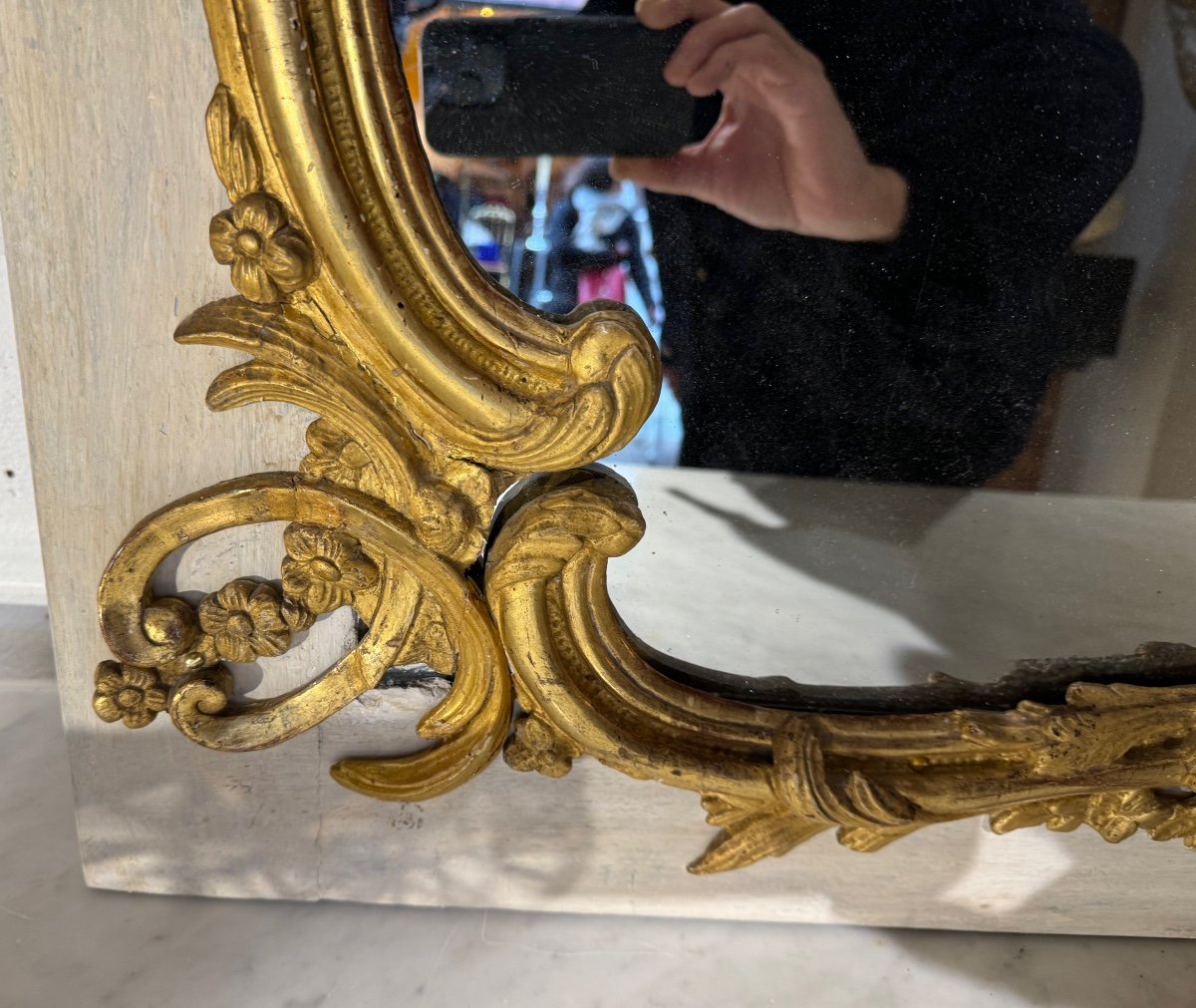 18th Century Golden Wood Mirror-photo-1