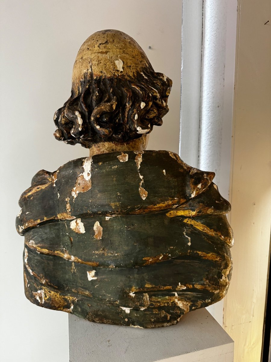 Buste En Bois Sculpté 18e-photo-1