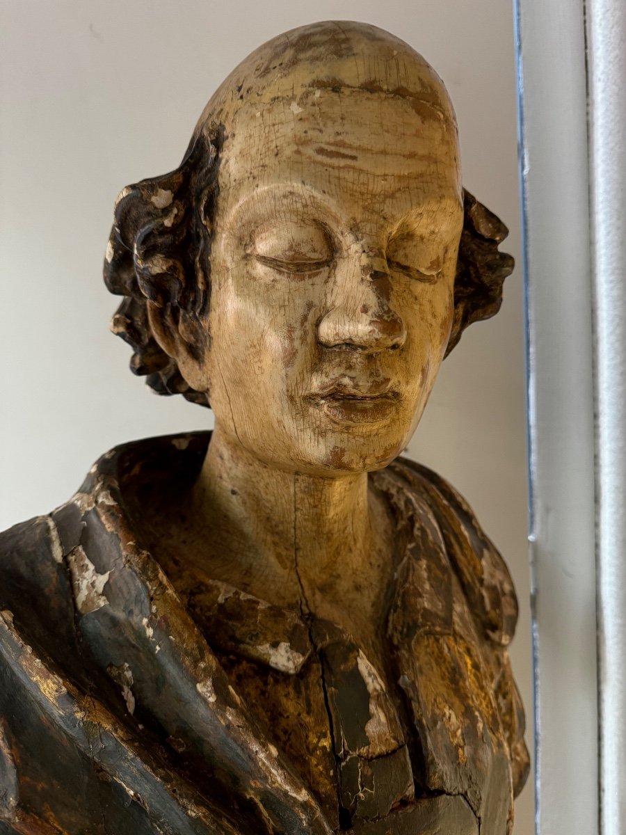 Buste En Bois Sculpté 18e-photo-4