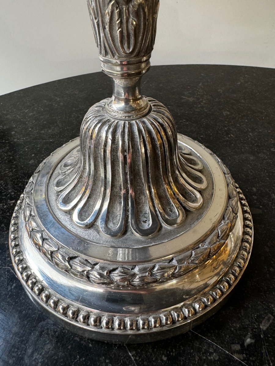 Pair Of Silver Plated Bronze Candelabra-photo-2