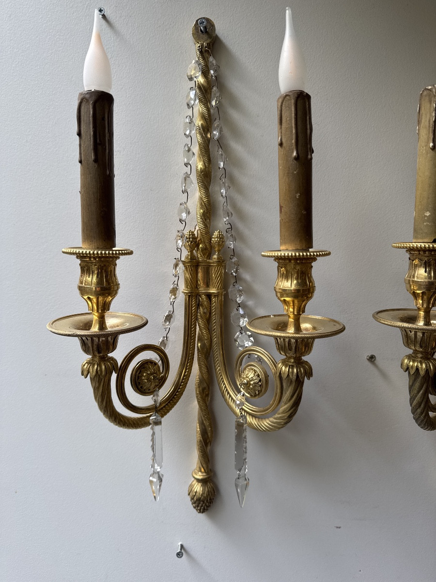 Paire d’Appliques en bronze dorée-photo-2