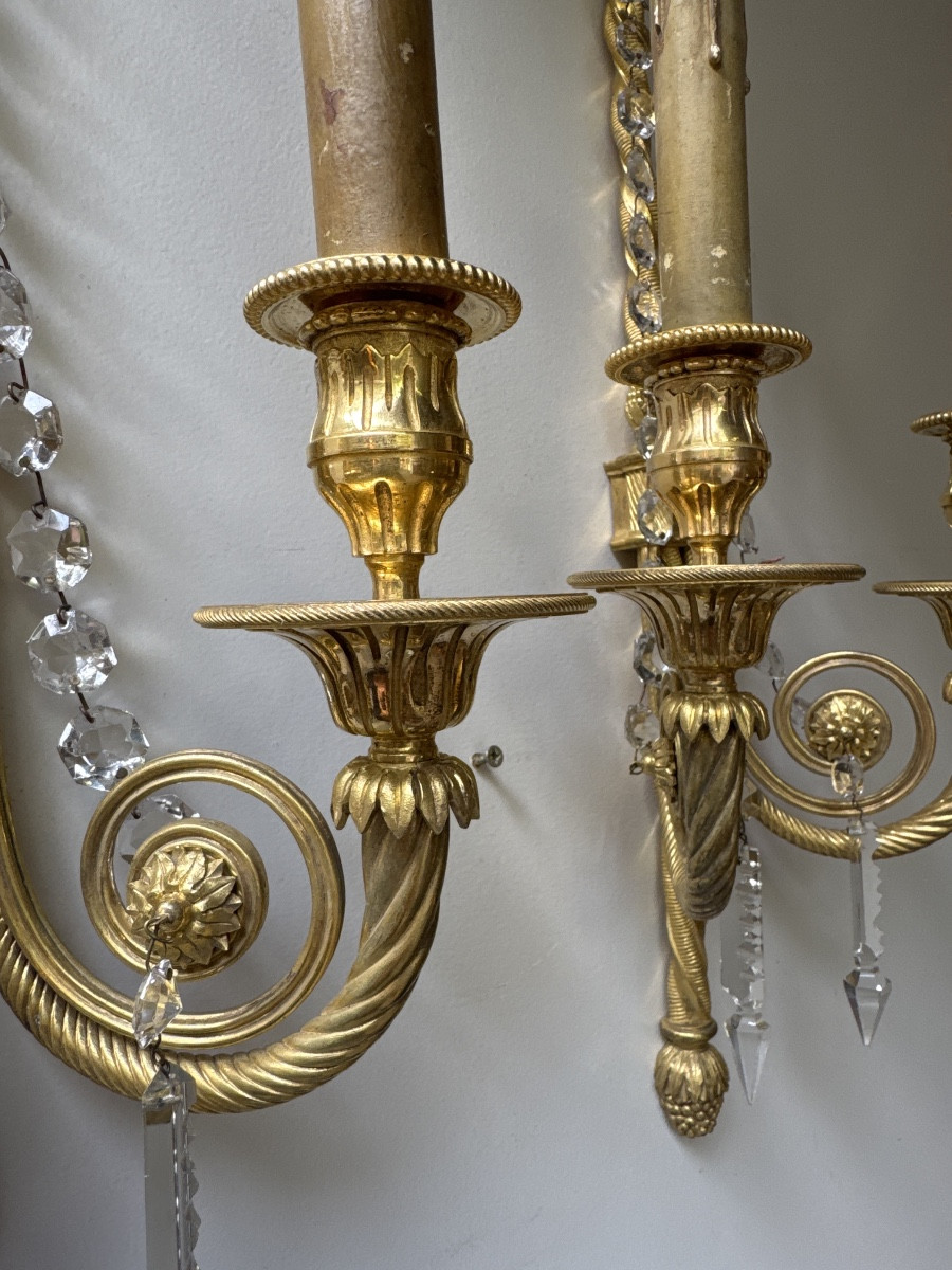 Paire d’Appliques en bronze dorée-photo-1