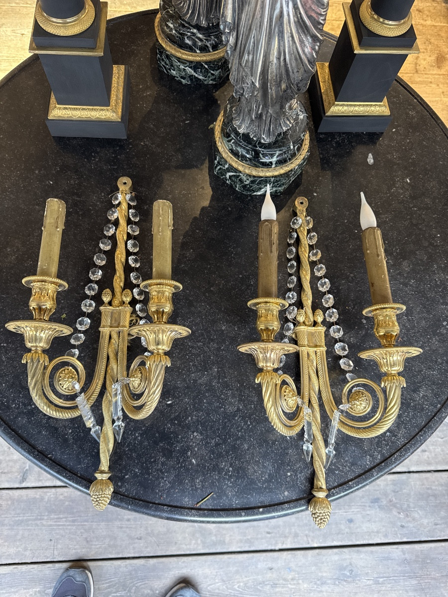 Paire d’Appliques en bronze dorée
