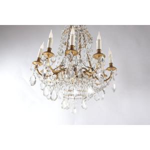 Chandelier In Gilt Bronze With Pampilles