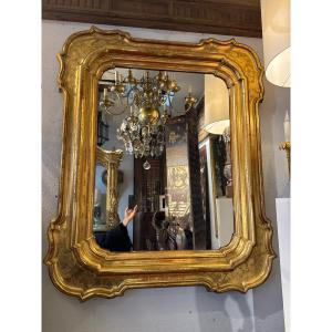 Grand Miroir Italien En Bois Doré