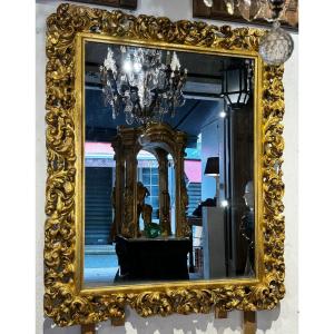 Grand Miroir Italien,en Bois Doré