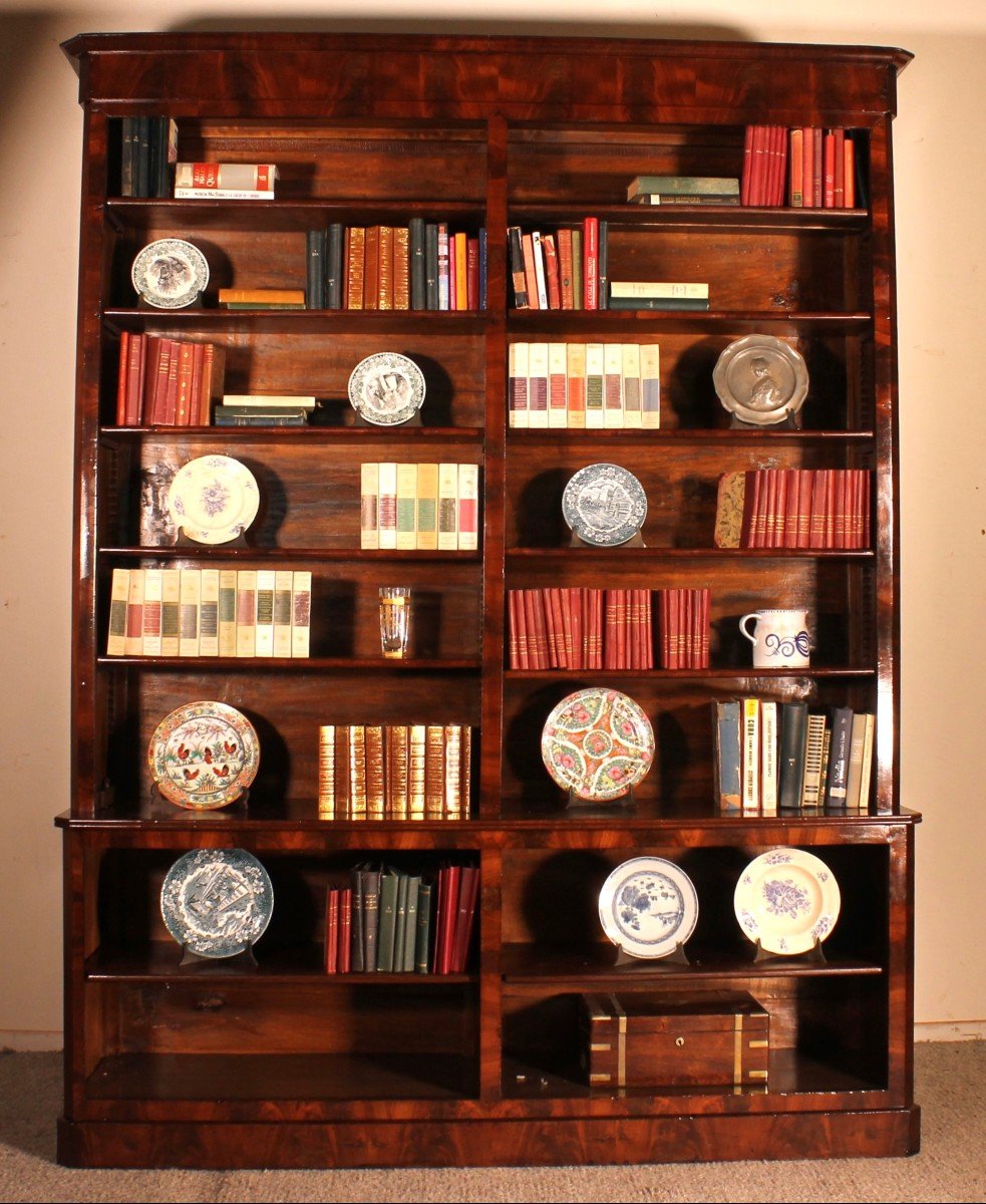 Large Open Bookcase In Mahogany From The 19th Century