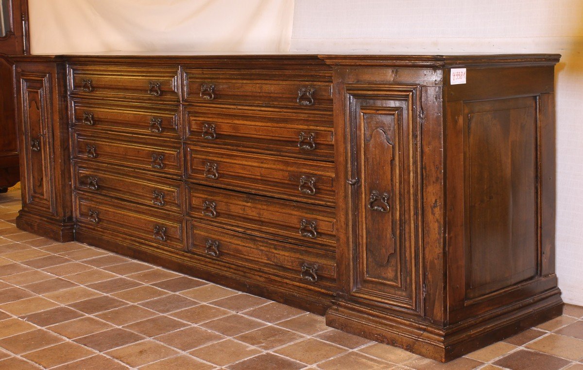 Italian Renaissance Sacristy Buffet / Credenza In Walnut-photo-4