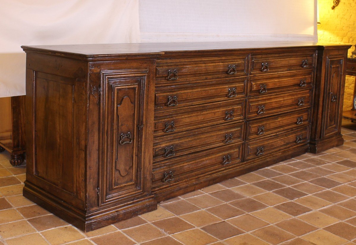 Italian Renaissance Sacristy Buffet / Credenza In Walnut-photo-7