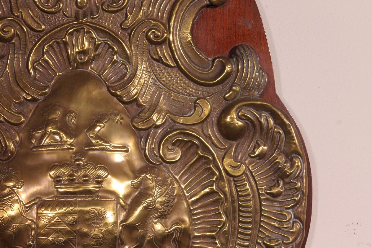 Copper Wall Panel With The Coat Of Arms Of An English Family 19th Century-photo-3