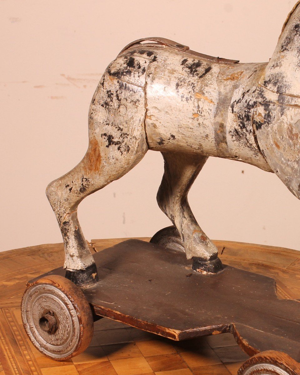 19th Century Polychrome Wooden Horse-photo-4