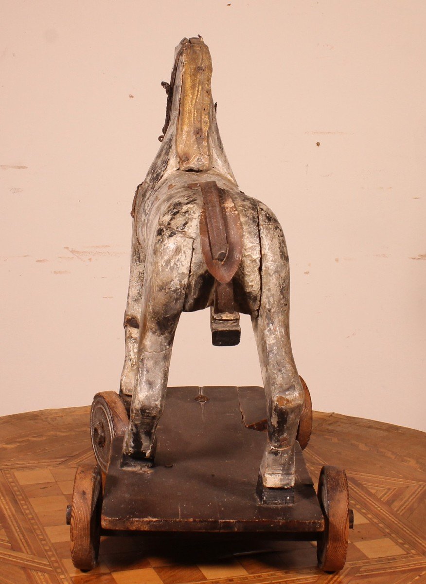 19th Century Polychrome Wooden Horse-photo-5