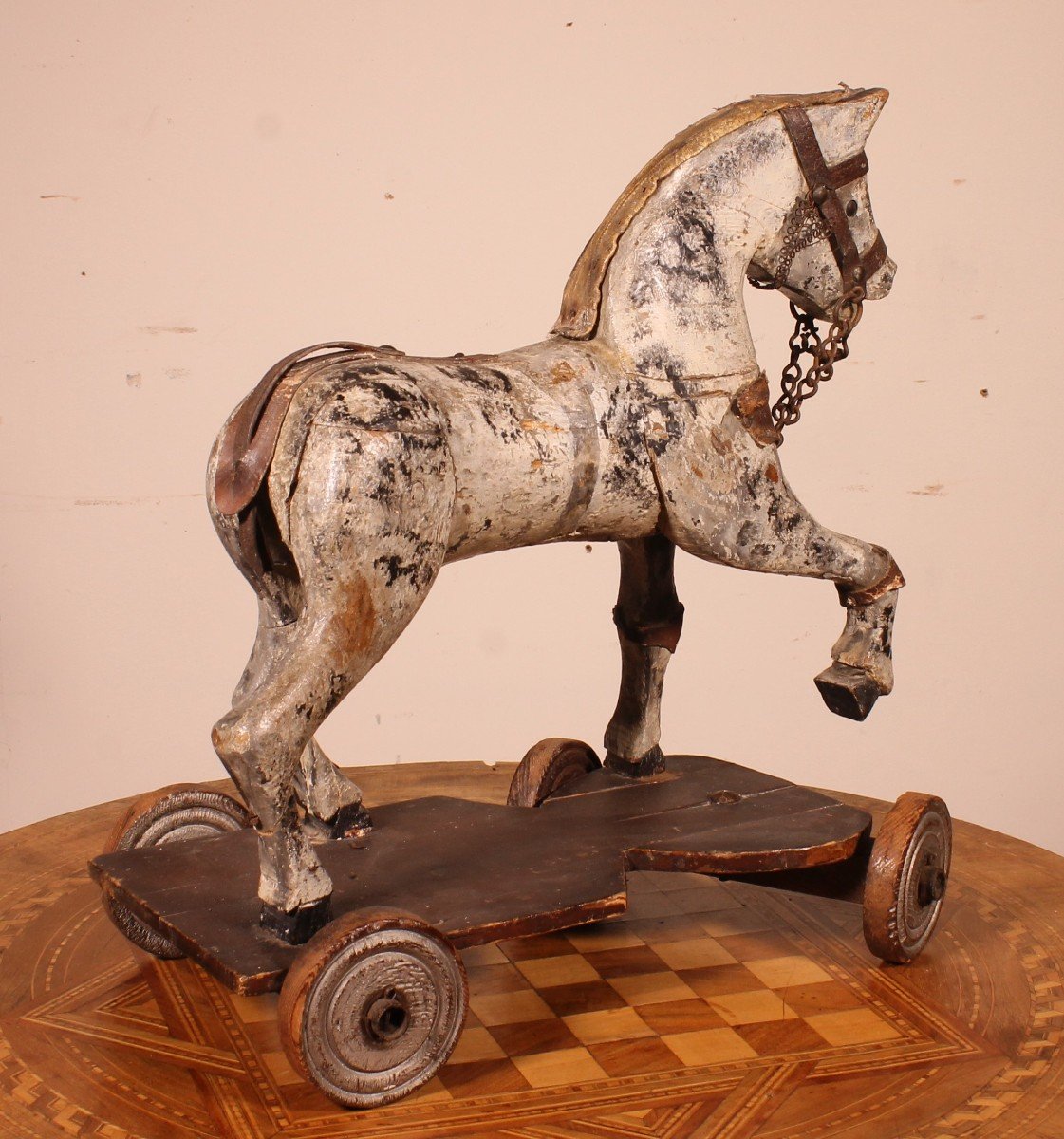 Cheval En Bois Polychrome Du 19° Siècle-photo-6