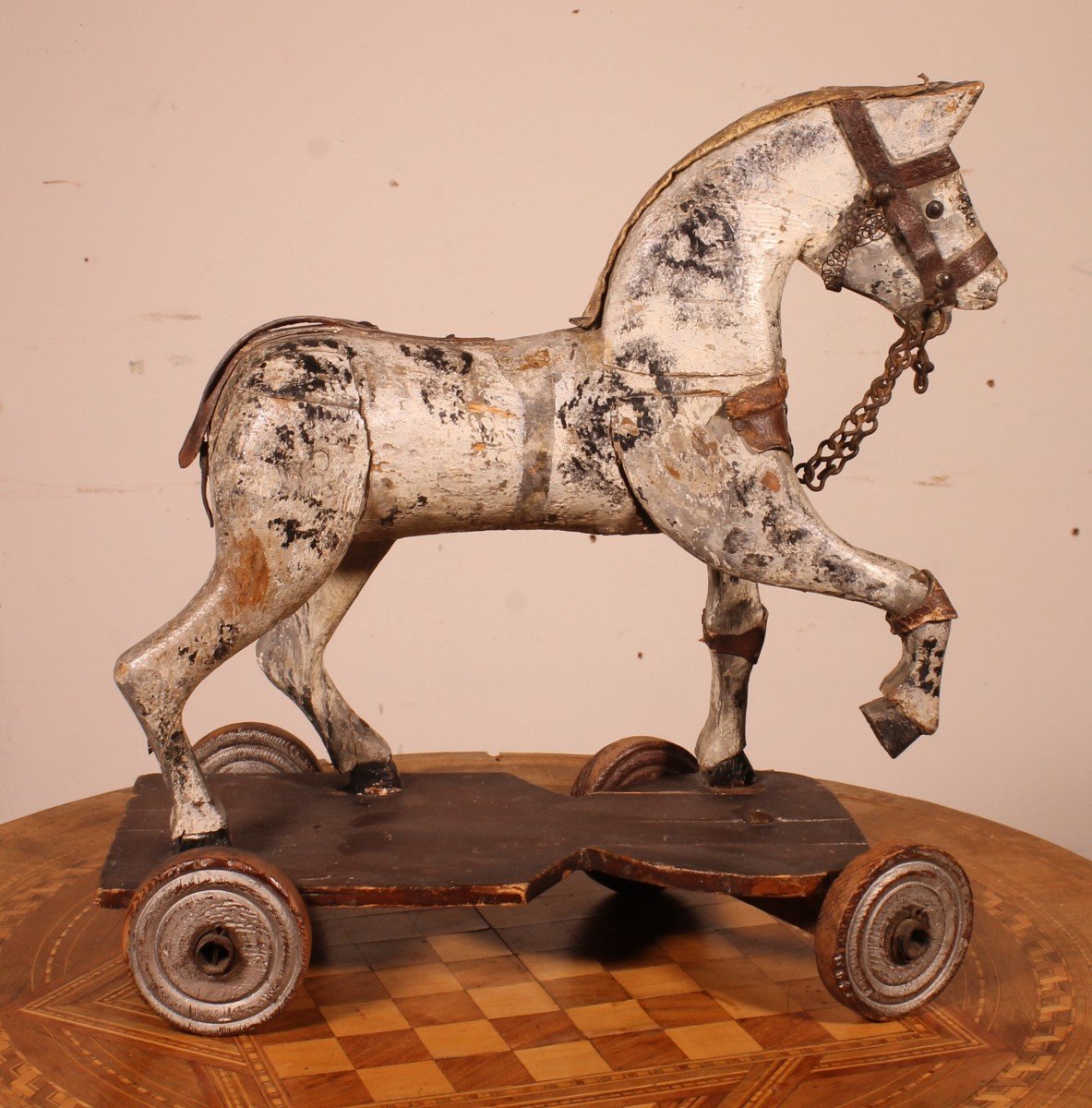 19th Century Polychrome Wooden Horse-photo-7