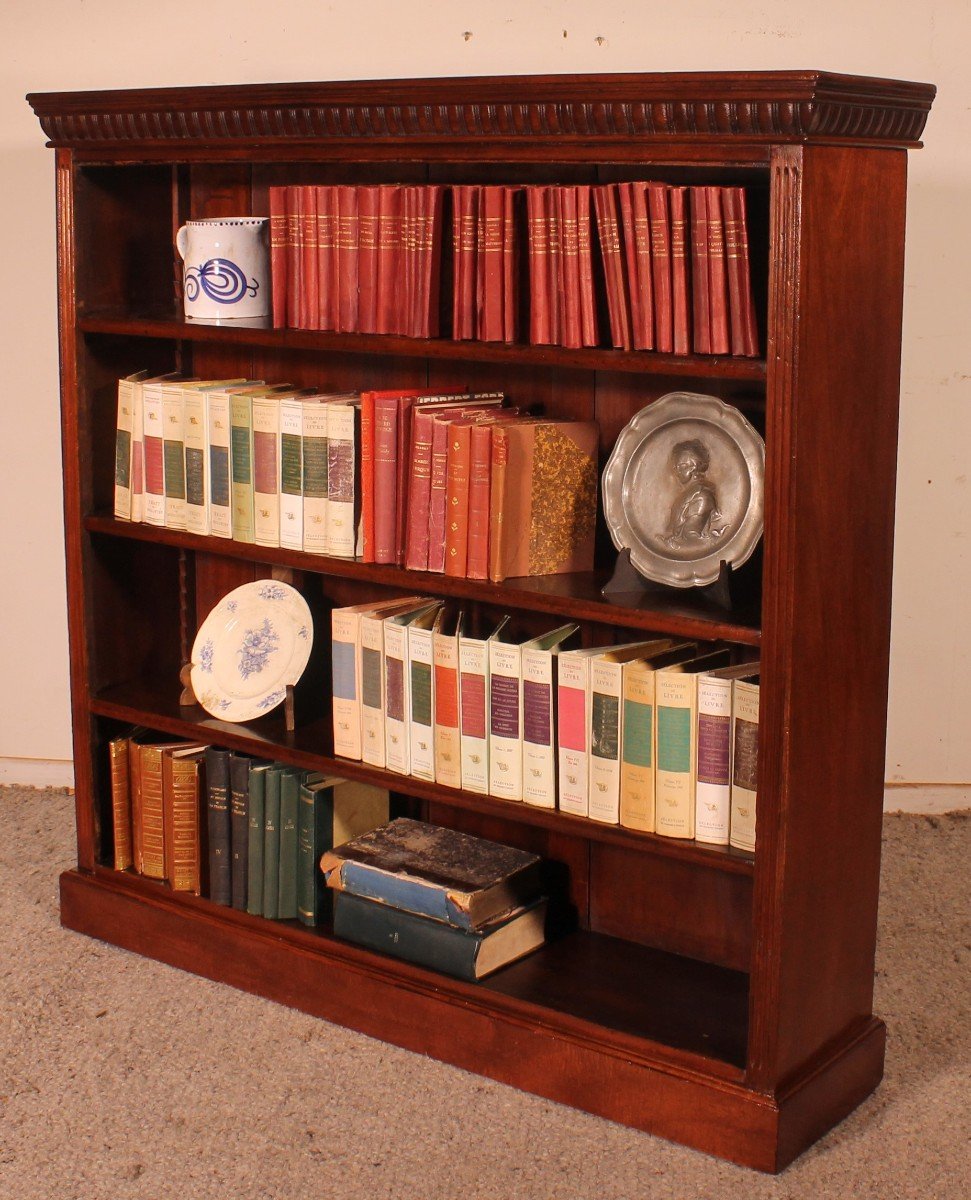 Open Bookcase In Mahogany  From The 19 ° Century-england-photo-1