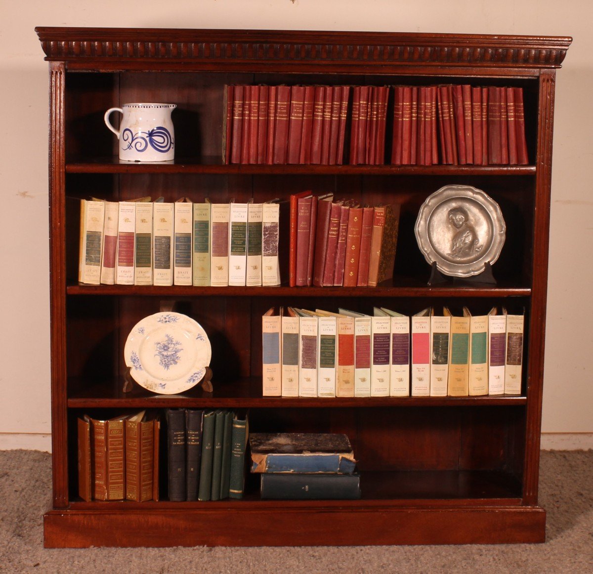 Open Bookcase In Mahogany  From The 19 ° Century-england