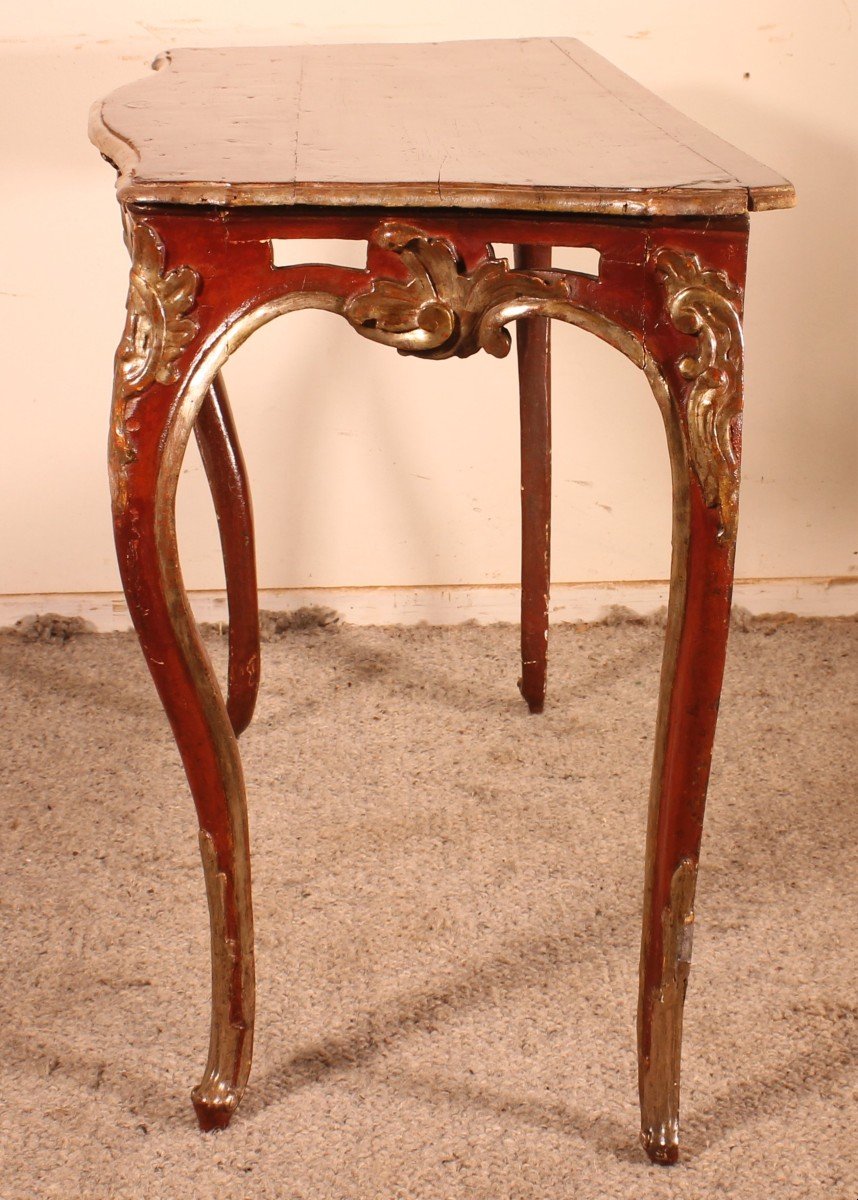 Louis XV Console In Polychrome Wood - 18th Century - Italy-photo-2