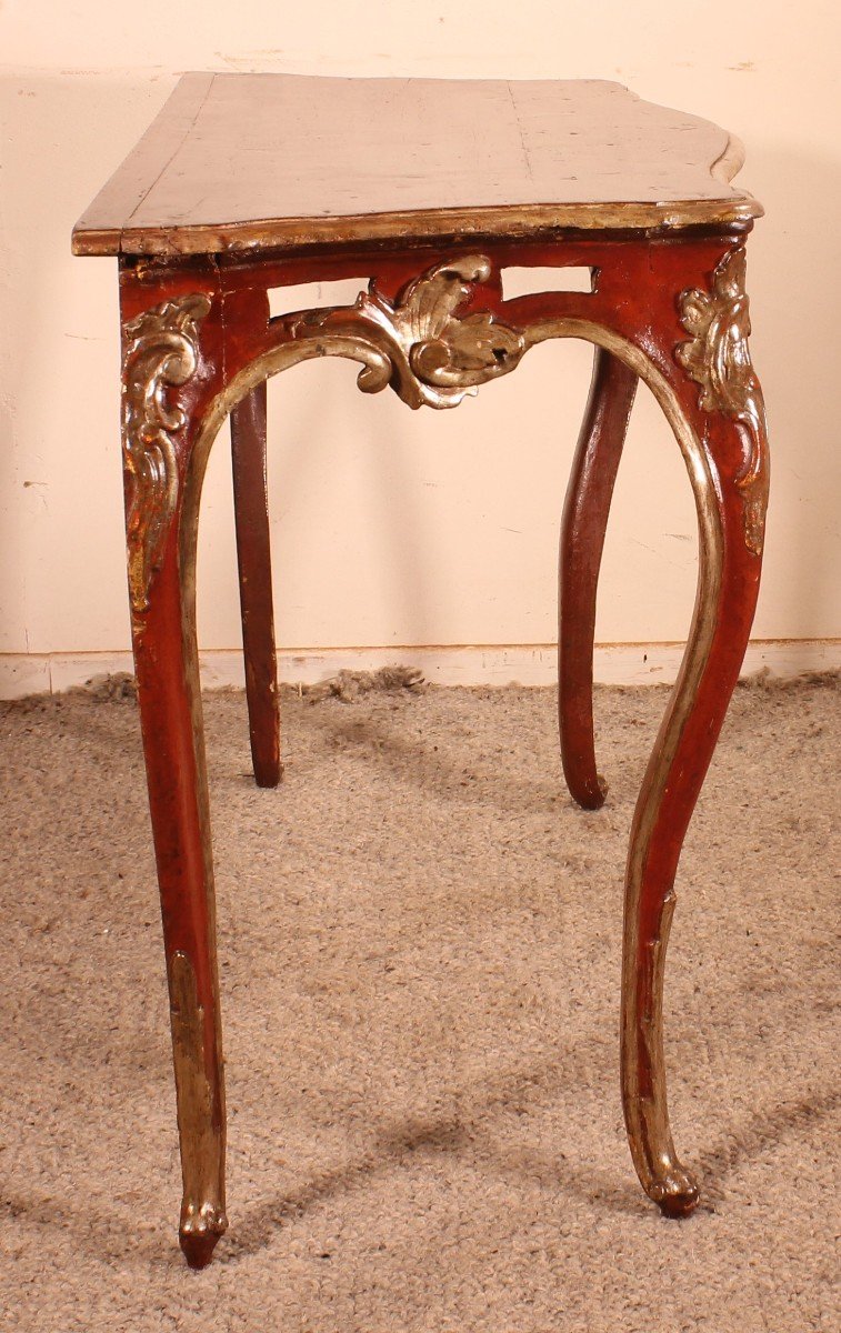 Louis XV Console In Polychrome Wood - 18th Century - Italy-photo-5