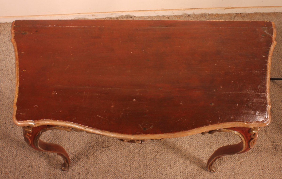 Console Louis XV En Bois Polychrome- 18° Siècle -italie-photo-7