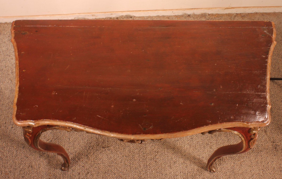 Louis XV Console In Polychrome Wood - 18th Century - Italy-photo-7