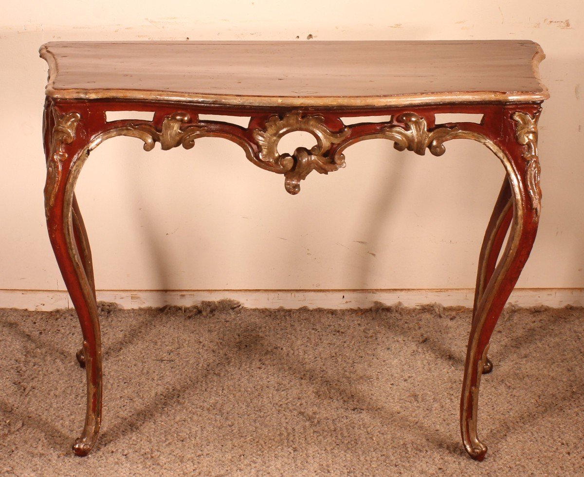 Console Louis XV En Bois Polychrome- 18° Siècle -italie