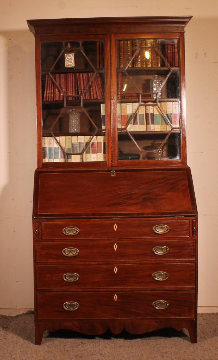 Secretary From The Beginning Of The 19th Century In Mahogany- England-photo-2