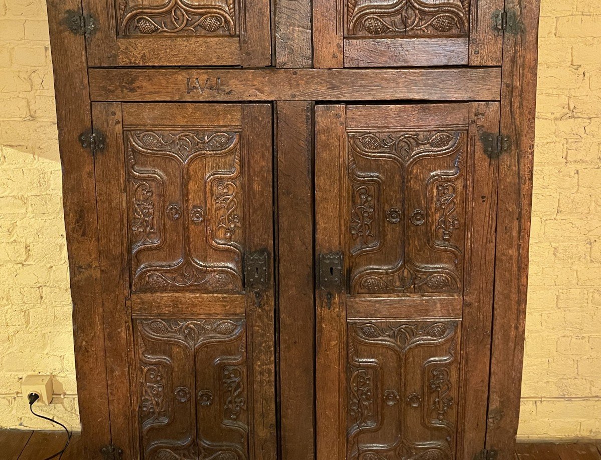 4 Portes époque Gothique En Chêne 15° Siècle-photo-3