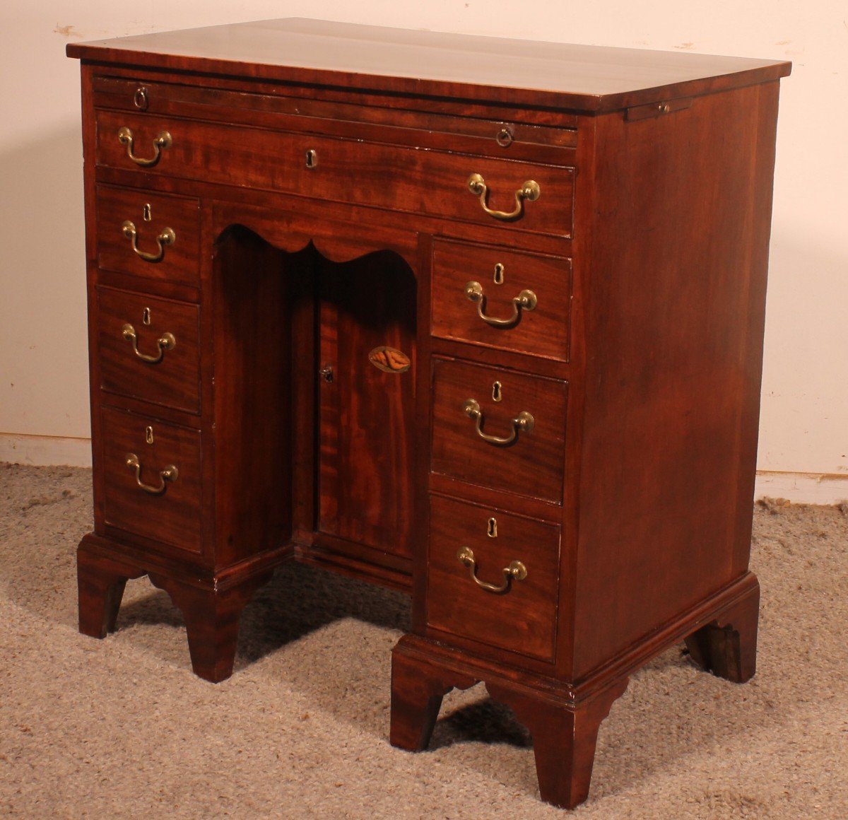 Small 18th Century Mahogany Kneehole Desk George III-photo-4