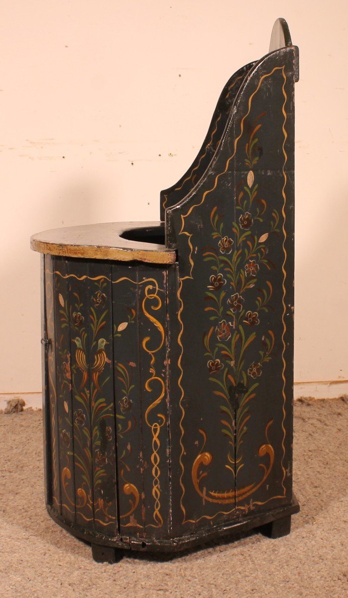 Austrian Children's Chair In Polychrome Wood Circa 1800-photo-5
