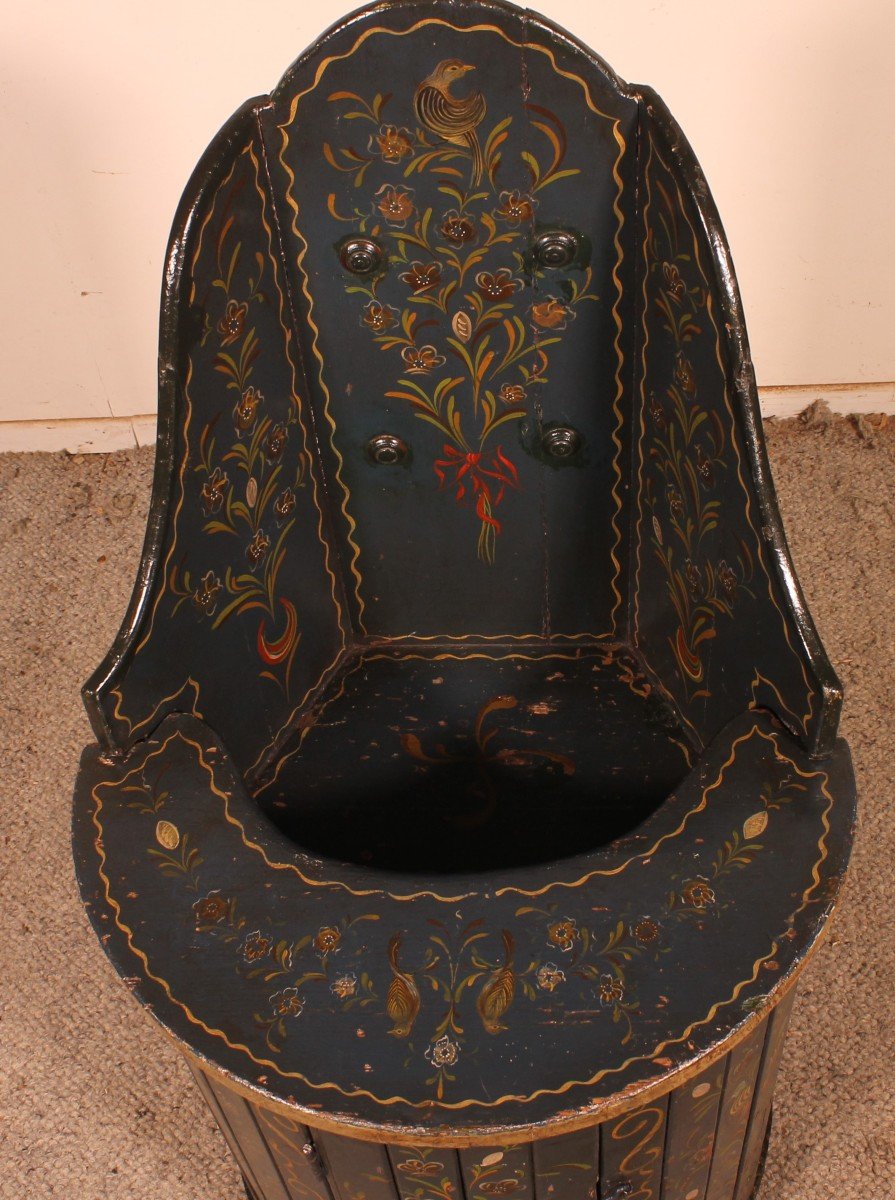 Chaise d'Enfant Autrichienne En Bois Polychrome Circa 1800-photo-7