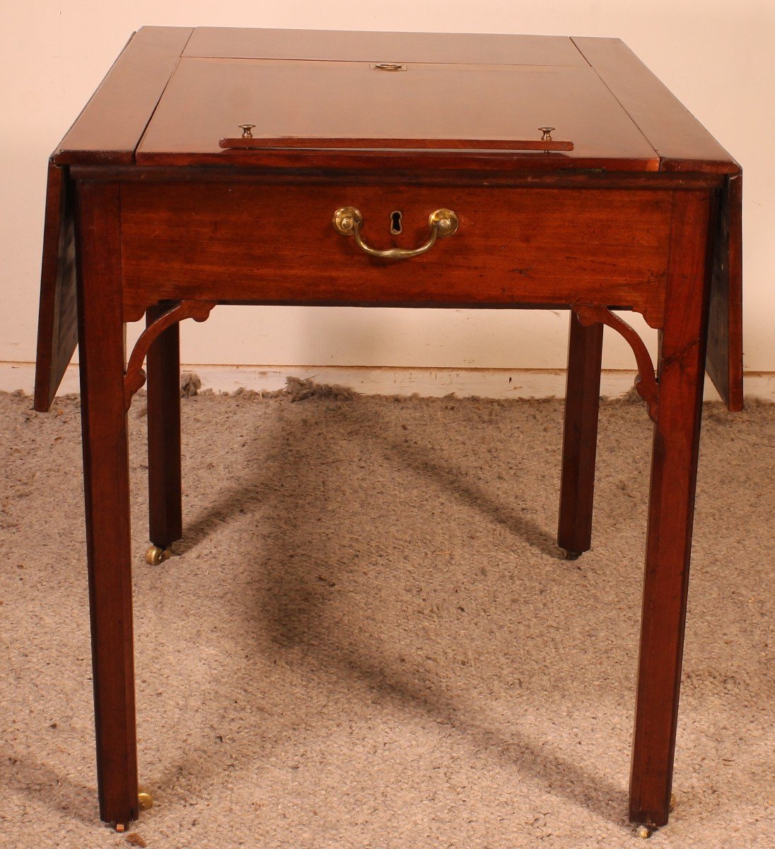 Architect's Table Circa 1760 In Mahogany With Mechanism Chippendale Period-photo-3