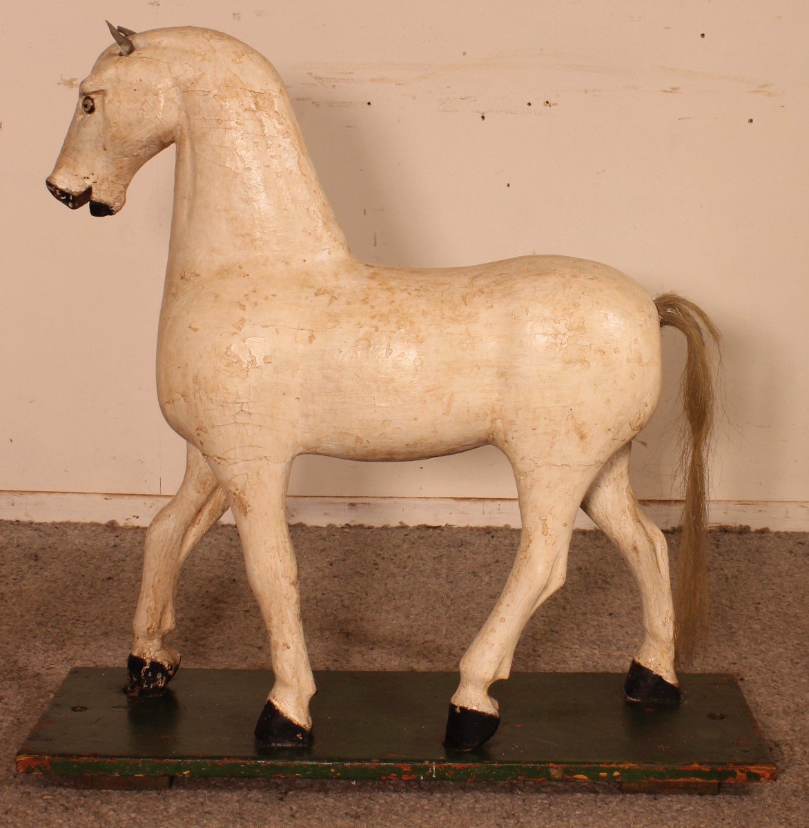 19th Century Polychrome Wooden Horse-photo-5