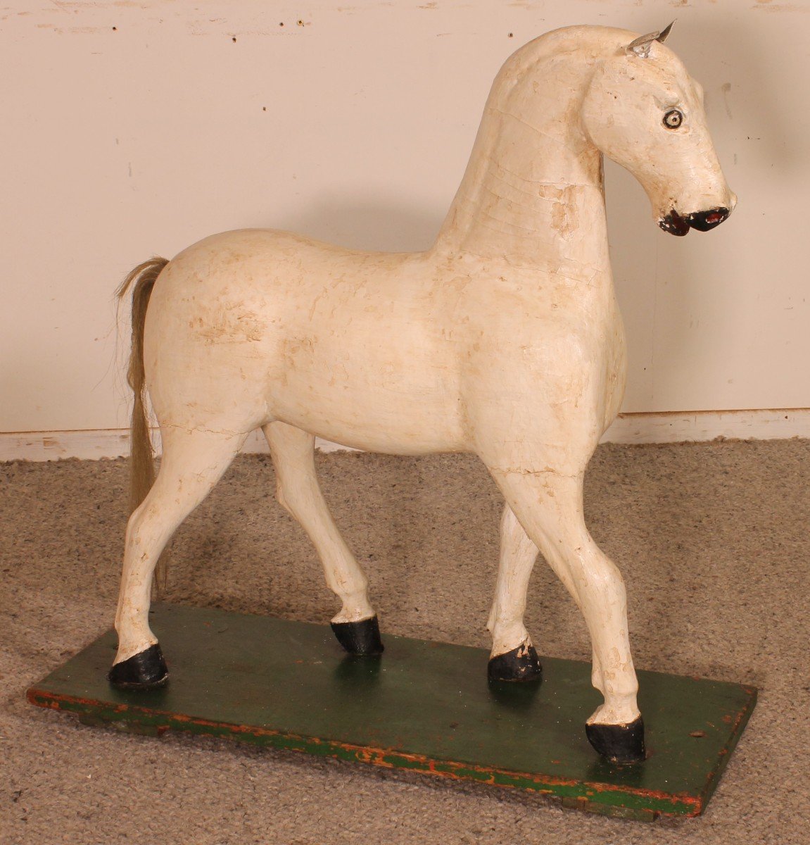 Cheval En Bois Polychrome Du 19° Siècle