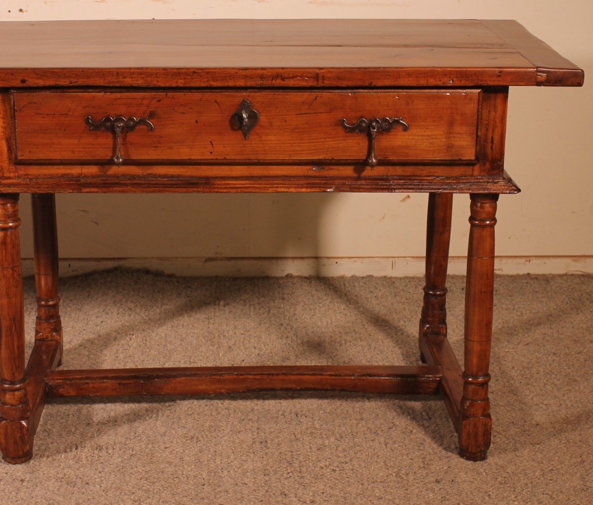 Large Spanish Console With 6 Feet -17° Century In Cherry Wood-photo-1