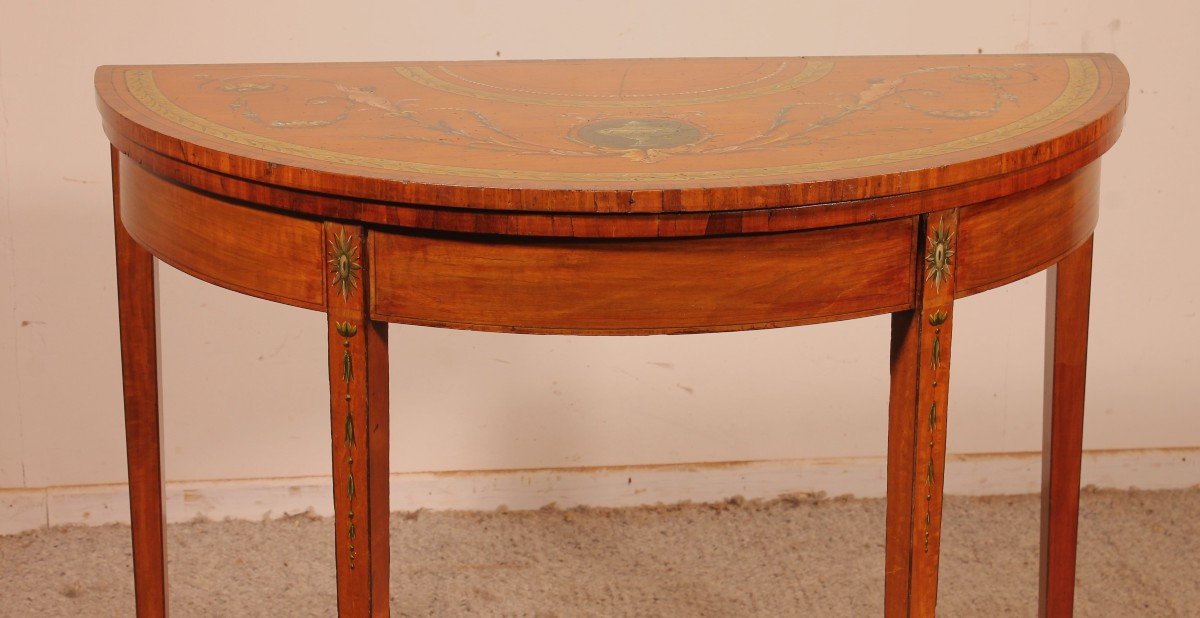 Console En Bois Satiné Et Polychrome - Irelande Circa 1790-photo-2