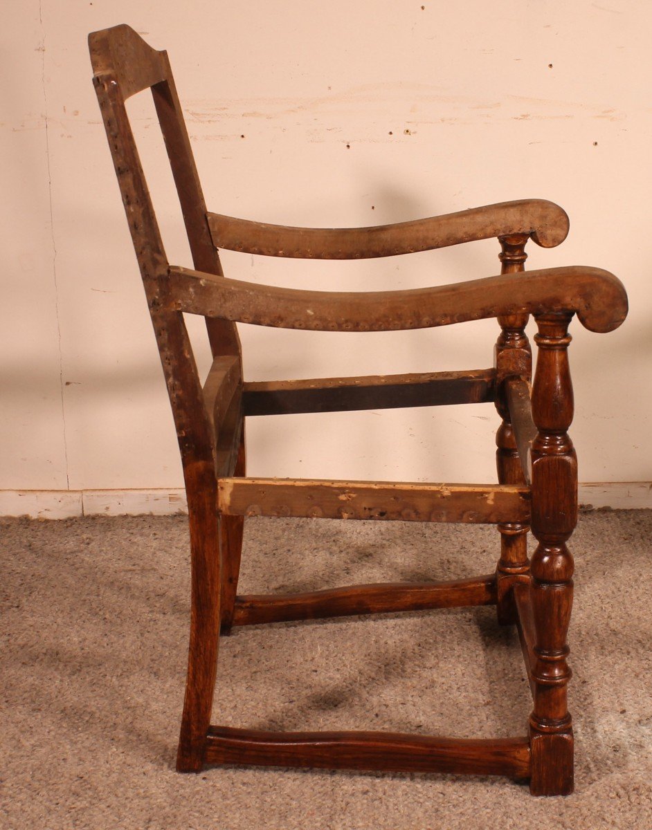 18th Century English Armchair In Oak-photo-2