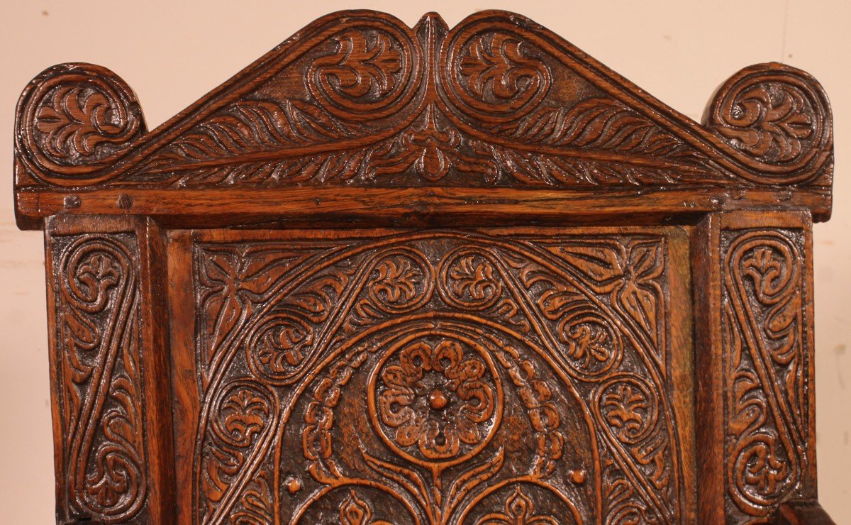 Charles I Joined Oak Armchair - Early 17th Century-photo-1