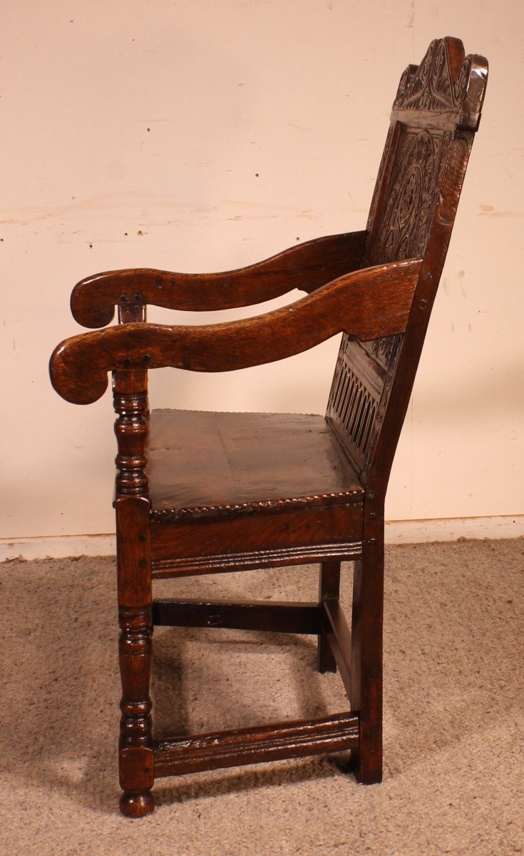 Charles I Joined Oak Armchair - Early 17th Century-photo-5