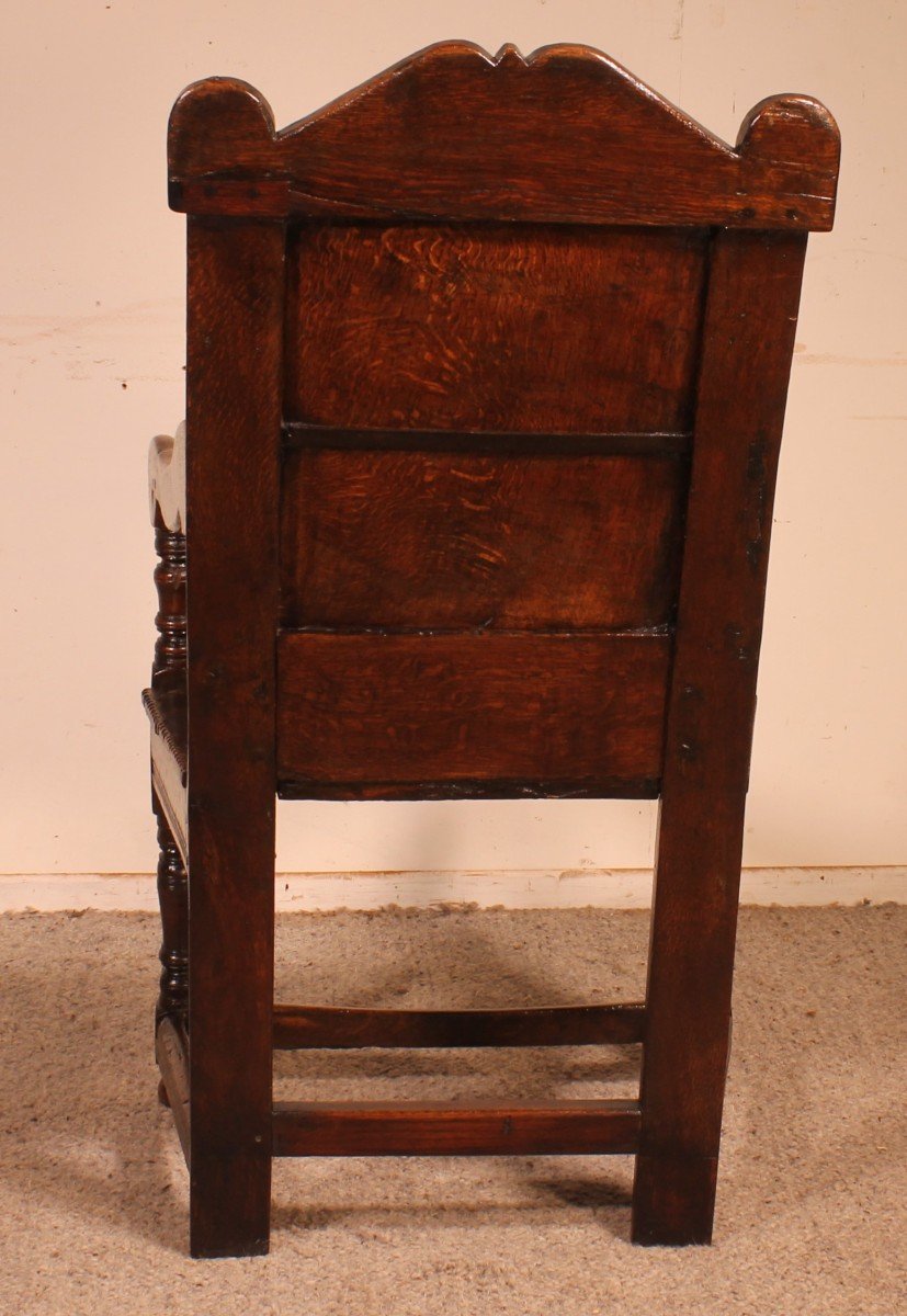 Charles I Joined Oak Armchair - Early 17th Century-photo-6